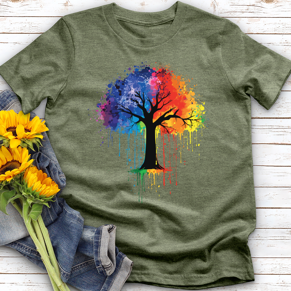 Colorful Tree Watercolor Clipart Softstyle Tee