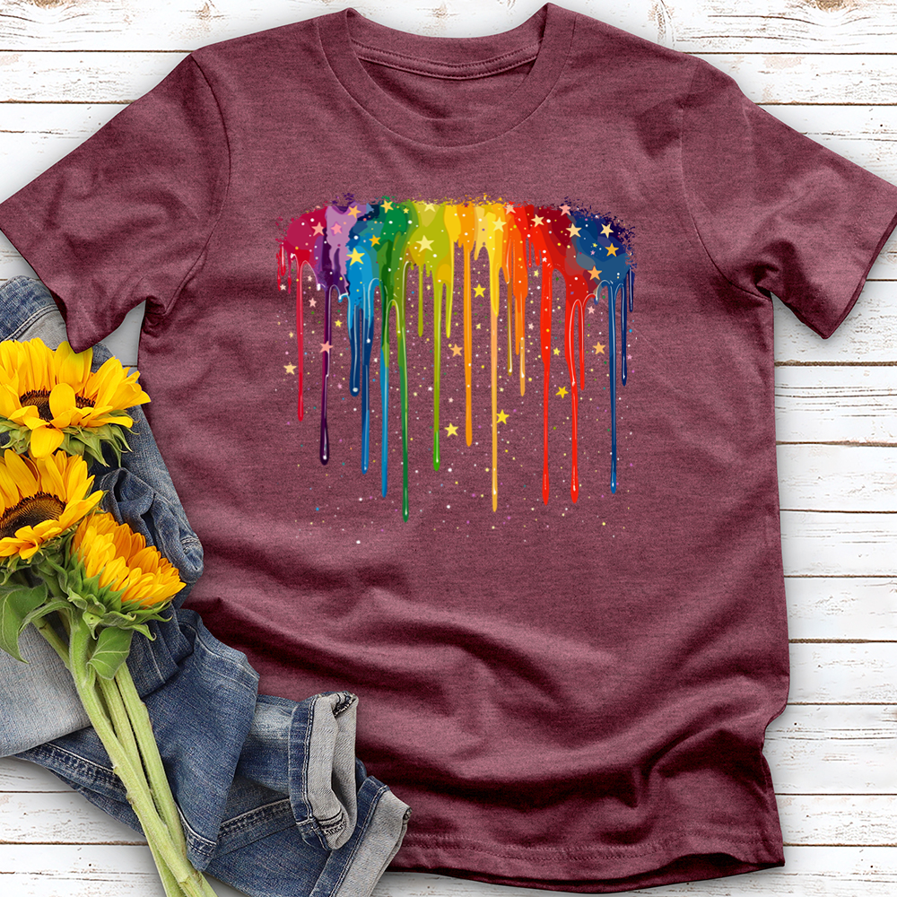 Rainbow Dripping Stars Softstyle Tee