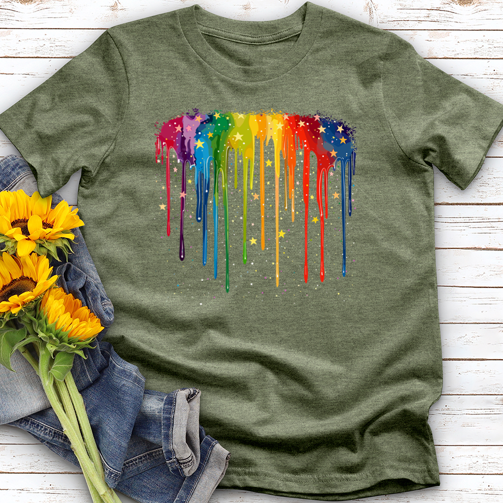 Rainbow Dripping Stars Softstyle Tee