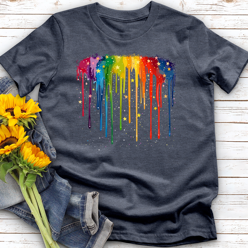 Rainbow Dripping Stars Softstyle Tee