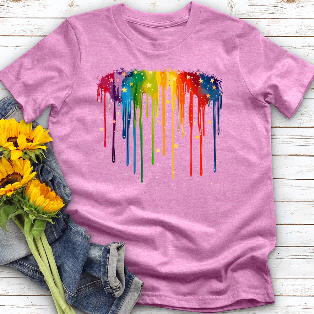 Rainbow Dripping Stars Softstyle Tee
