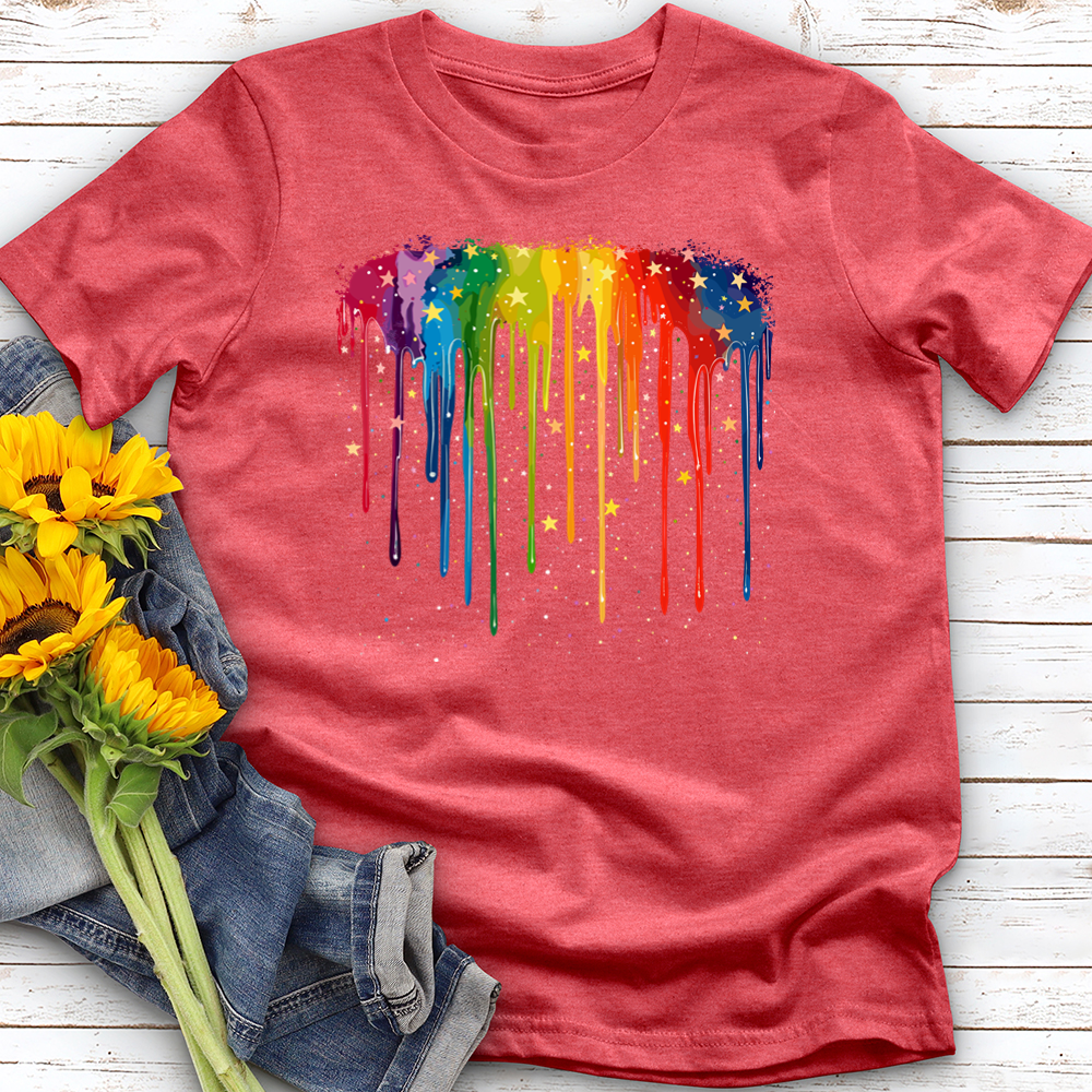 Rainbow Dripping Stars Softstyle Tee