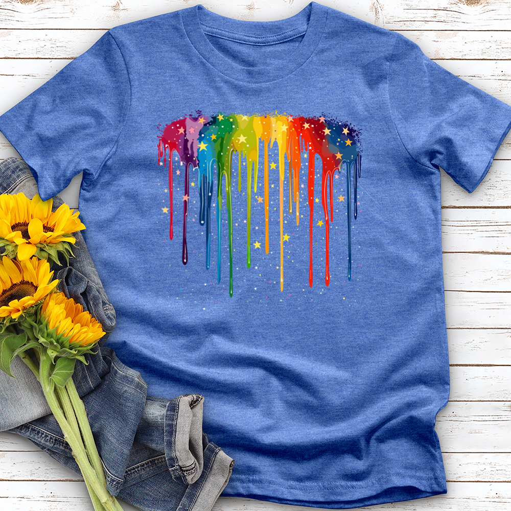 Rainbow Dripping Stars Softstyle Tee