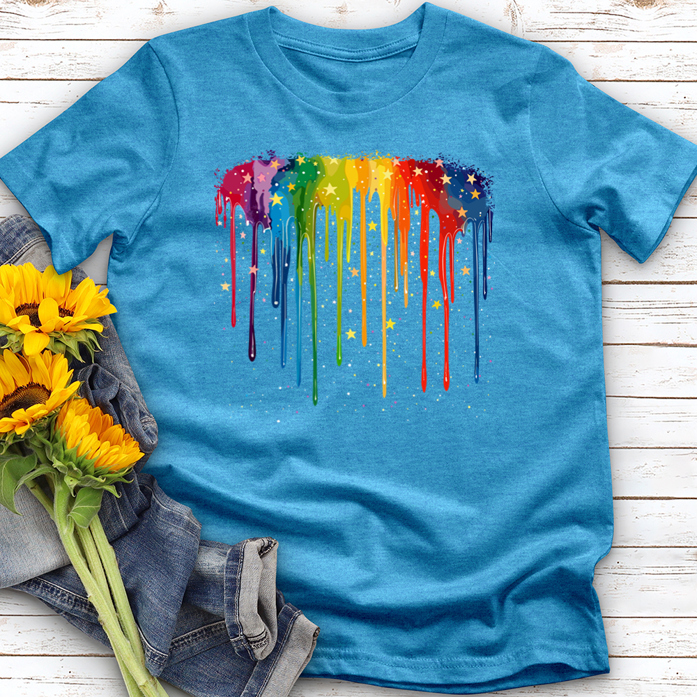 Rainbow Dripping Stars Softstyle Tee