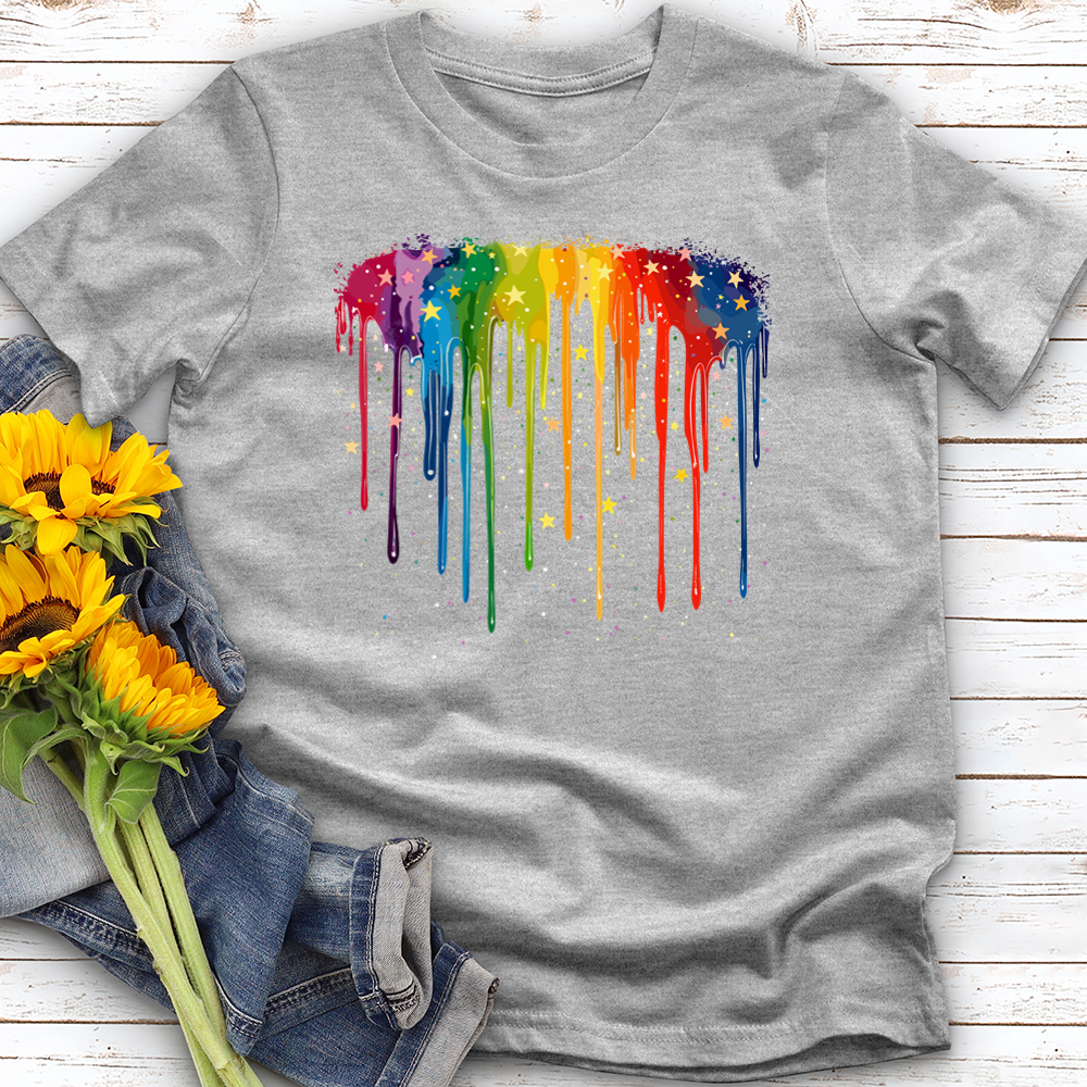 Rainbow Dripping Stars Softstyle Tee