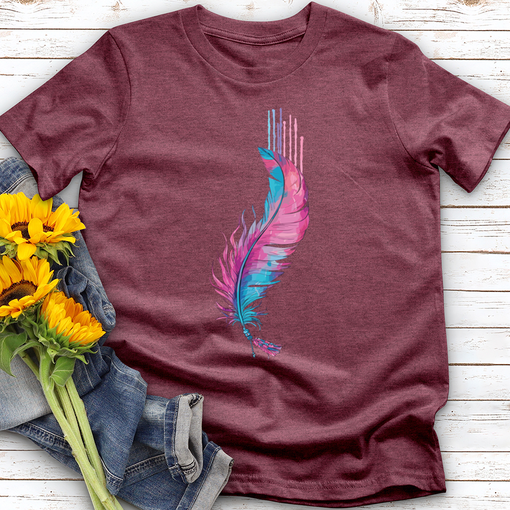 Watercolor Pink Feather Softstyle Tee