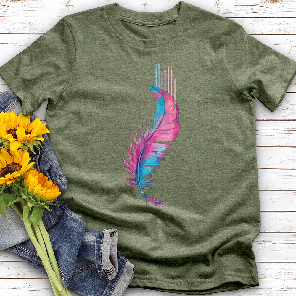 Watercolor Pink Feather Softstyle Tee