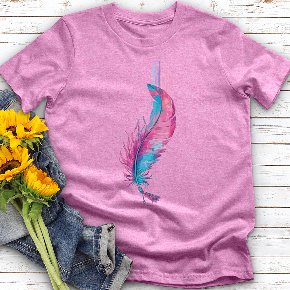 Watercolor Pink Feather Softstyle Tee