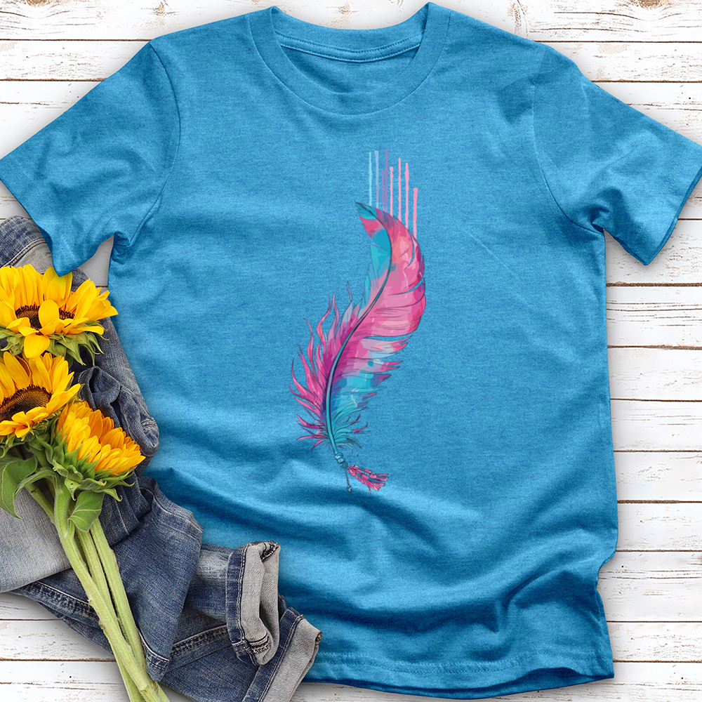 Watercolor Pink Feather Softstyle Tee
