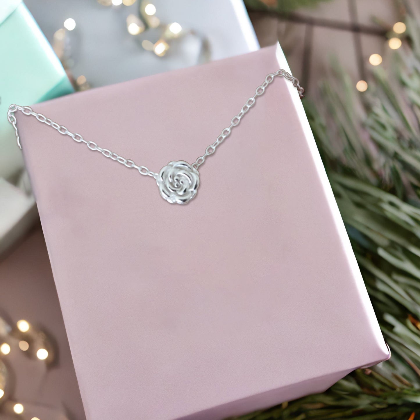 Silver Rose Necklace