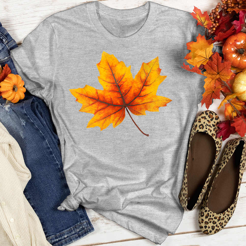 Single Fall Leaf Heathered Tee