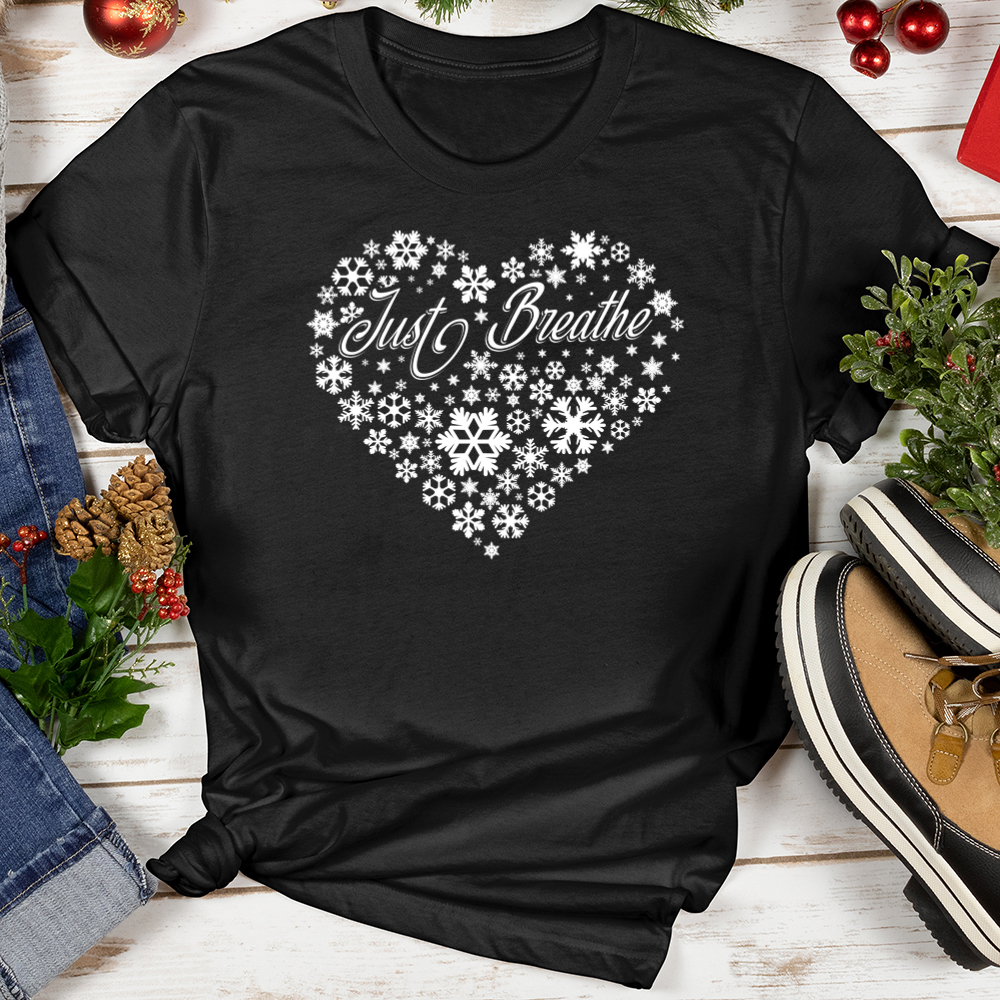 Just Breathe Snowflake Heart Softstyle Tee