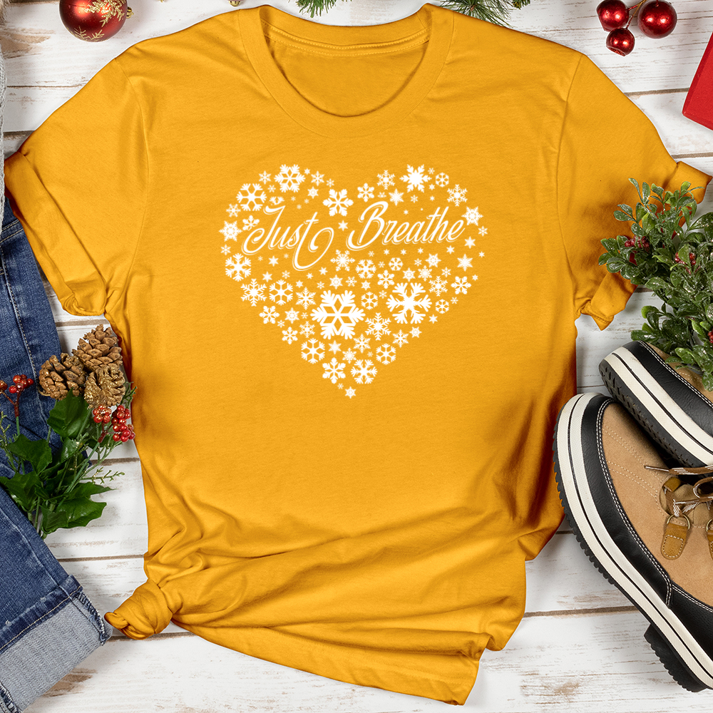 Just Breathe Snowflake Heart Softstyle Tee