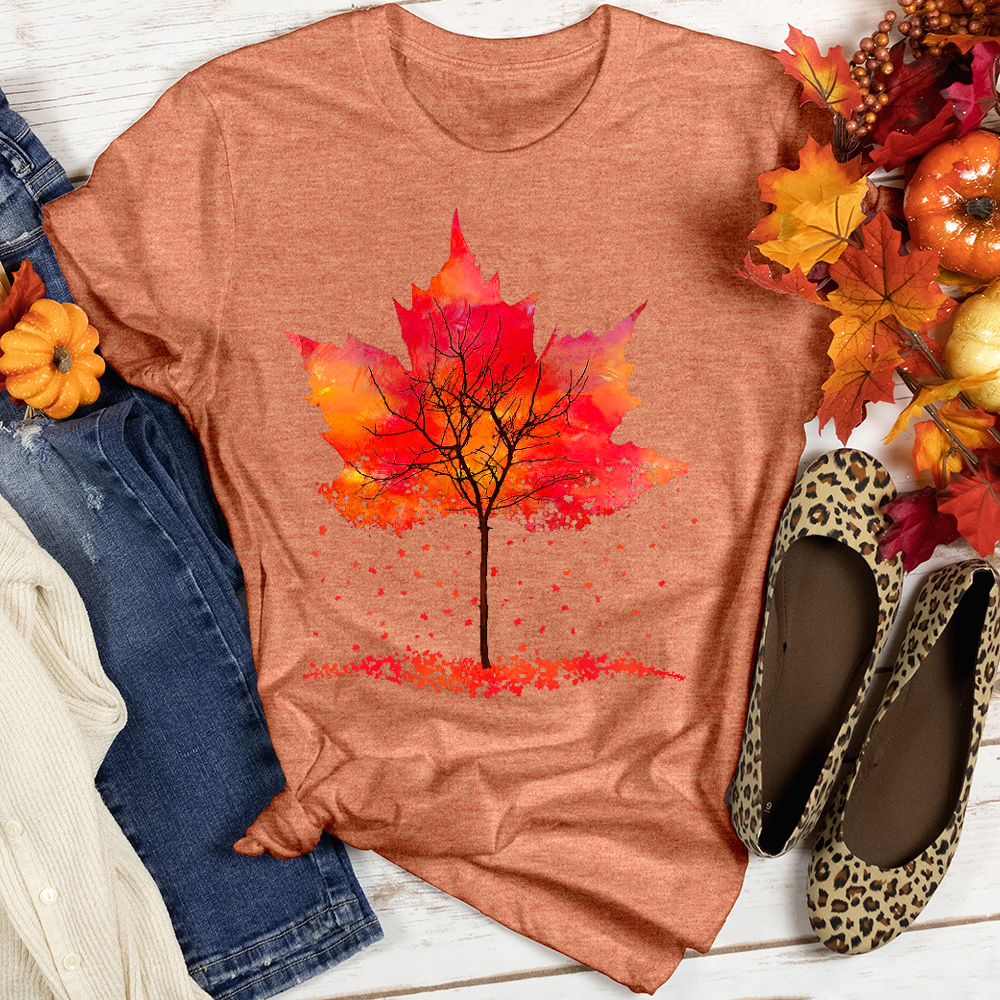 Fall Leaf Tree Heathered Tee