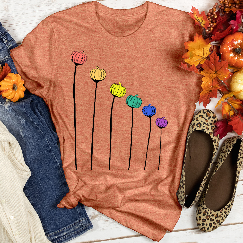 Rainbow Pumpkins Heathered Tee