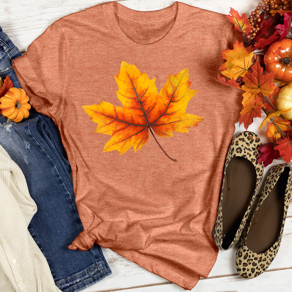 Single Fall Leaf Heathered Tee