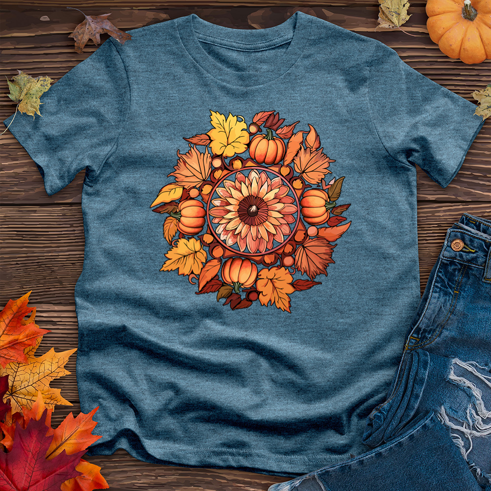 Leaves and Pumpkins Heathered Tee