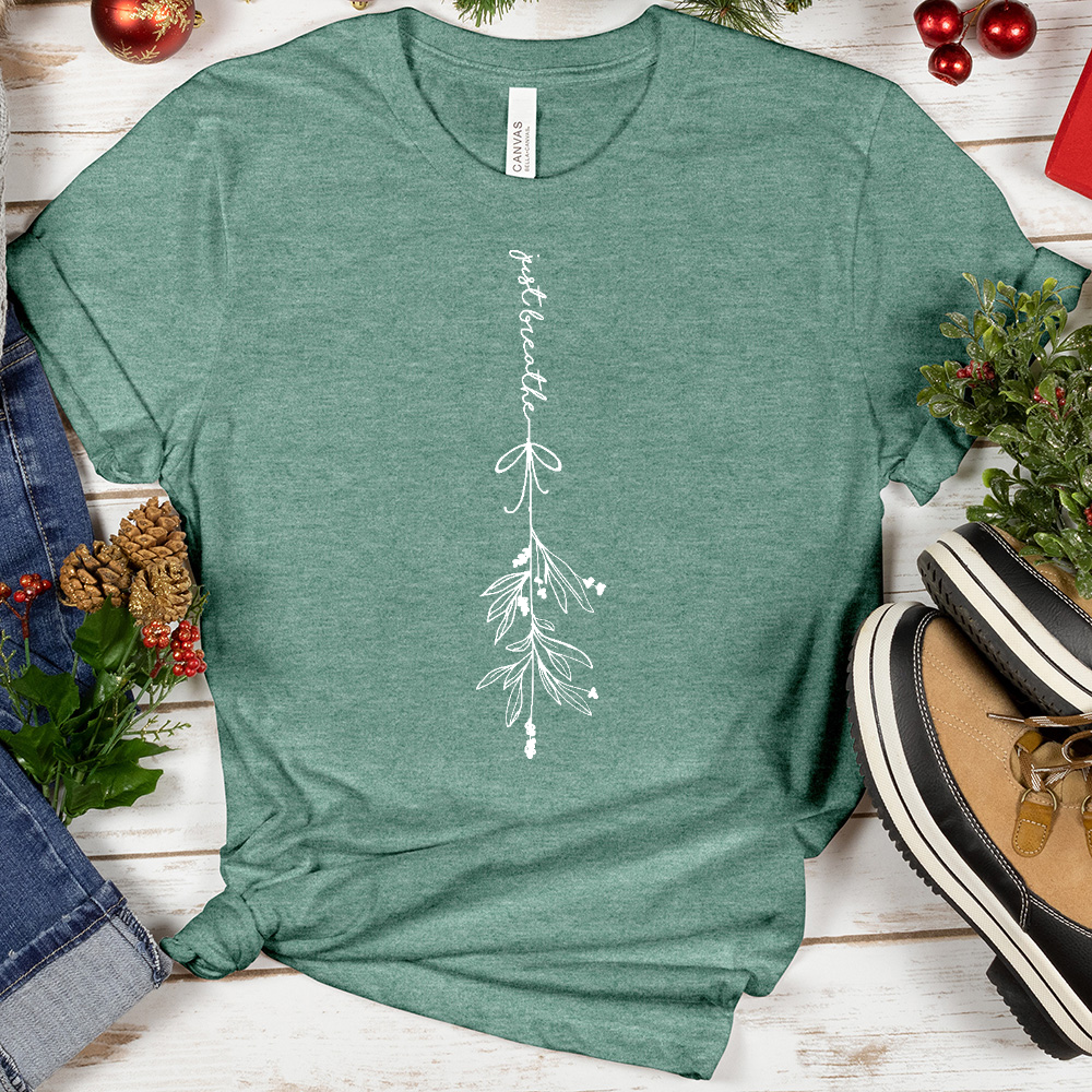 Just Breathe Mistletoe Heathered Tee