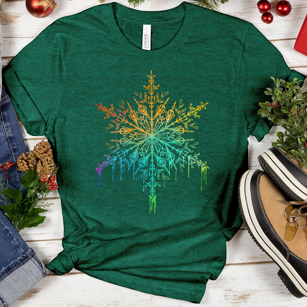 Mosaic Flake Drip Rainbow Effect Tee