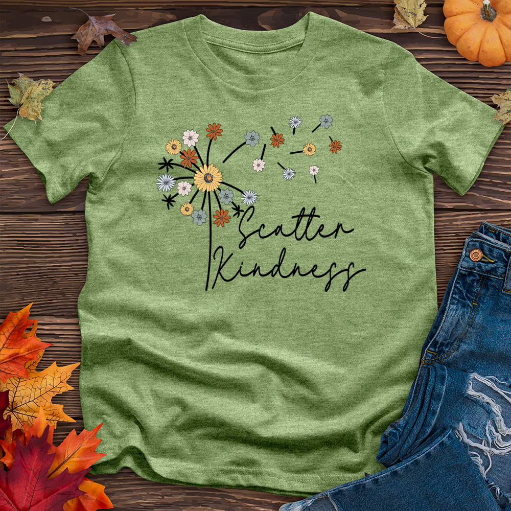 Scatter Kindness Color Dandelion Heathered Tee