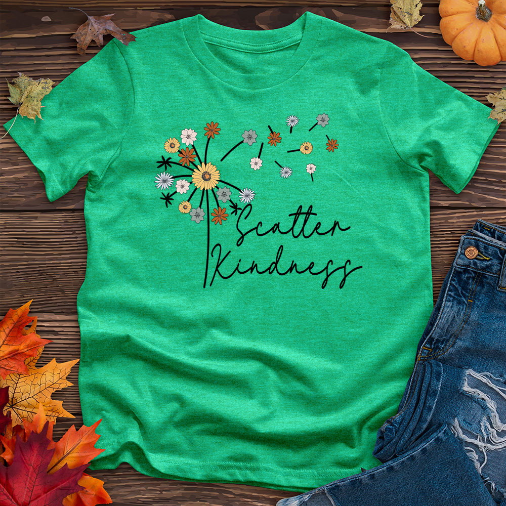 Scatter Kindness Color Dandelion Heathered Tee