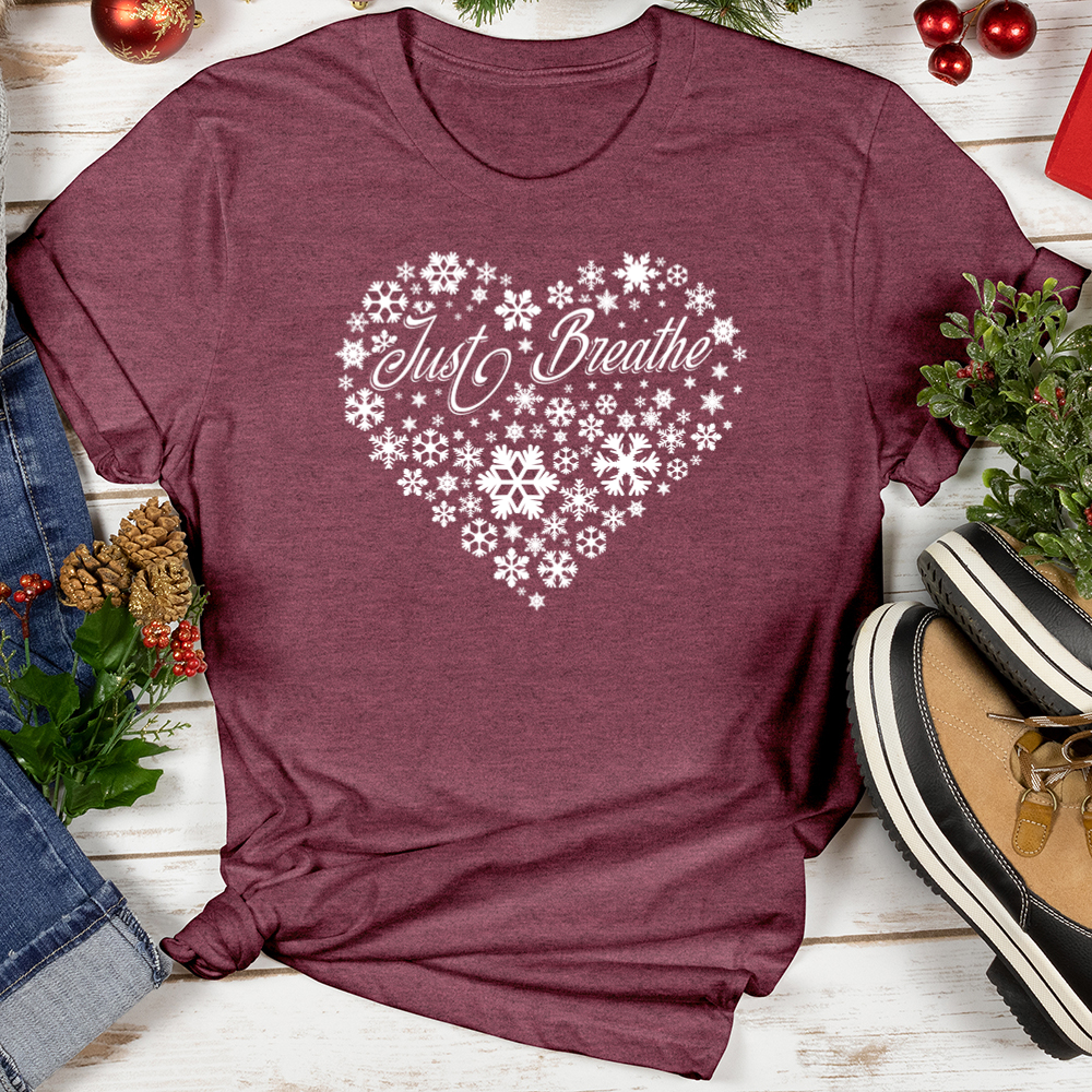 Just Breathe Snowflake Heart Softstyle Tee