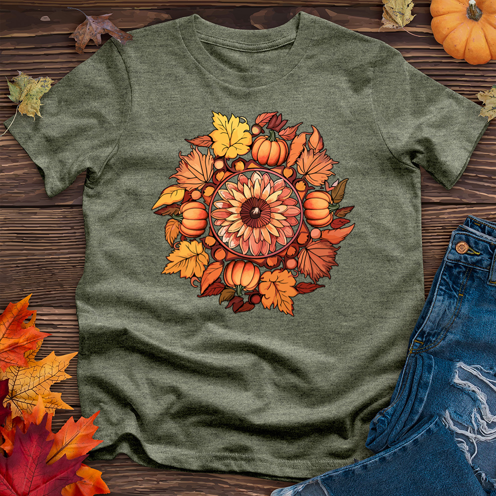 Leaves and Pumpkins Heathered Tee