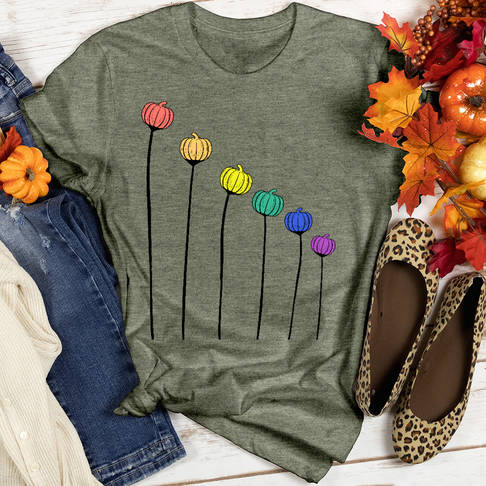 Rainbow Pumpkins Heathered Tee