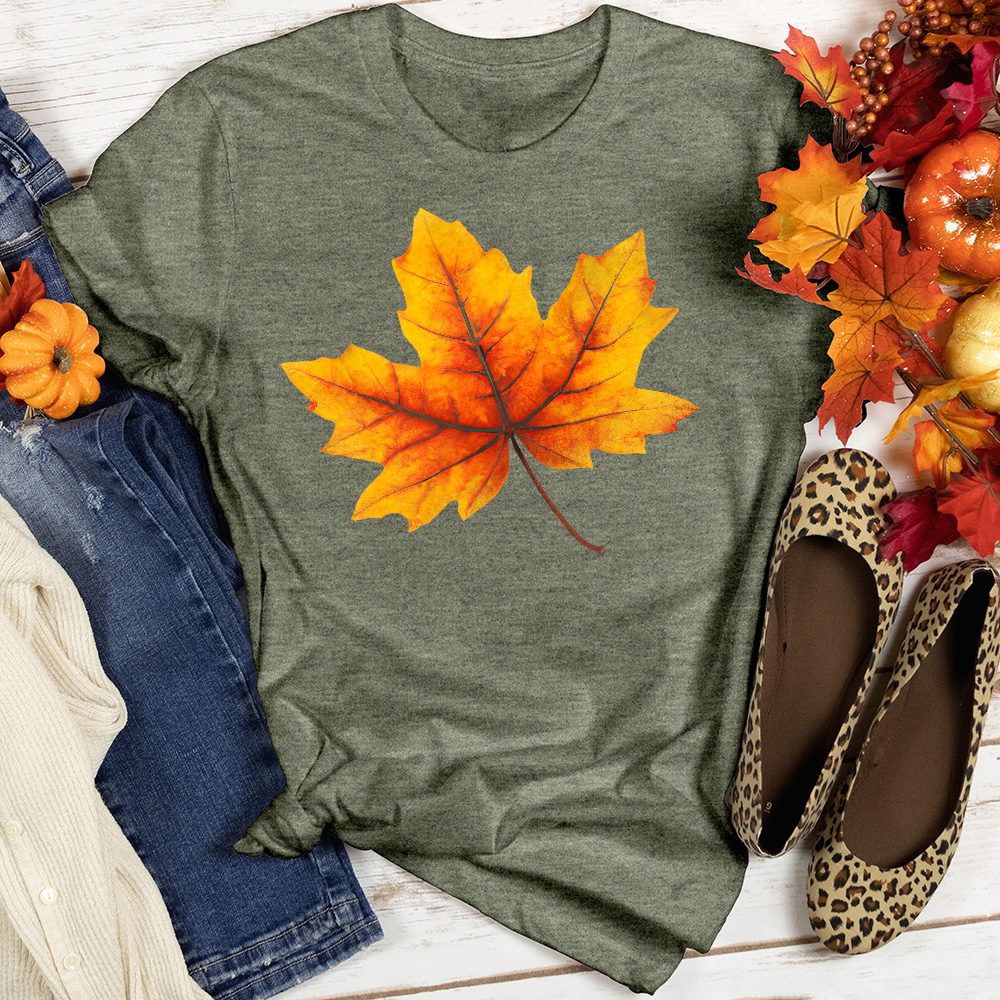 Single Fall Leaf Heathered Tee