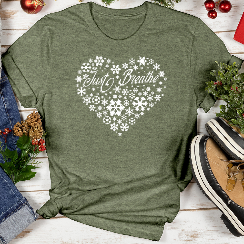 Just Breathe Snowflake Heart Softstyle Tee