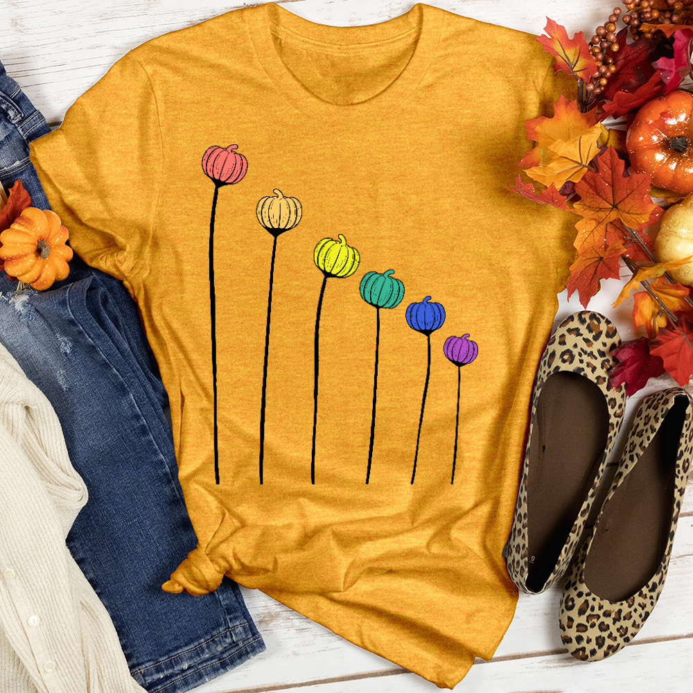 Rainbow Pumpkins Heathered Tee