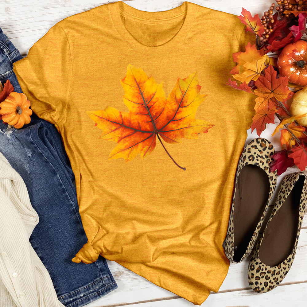 Single Fall Leaf Heathered Tee