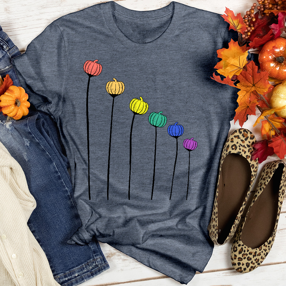 Rainbow Pumpkins Heathered Tee
