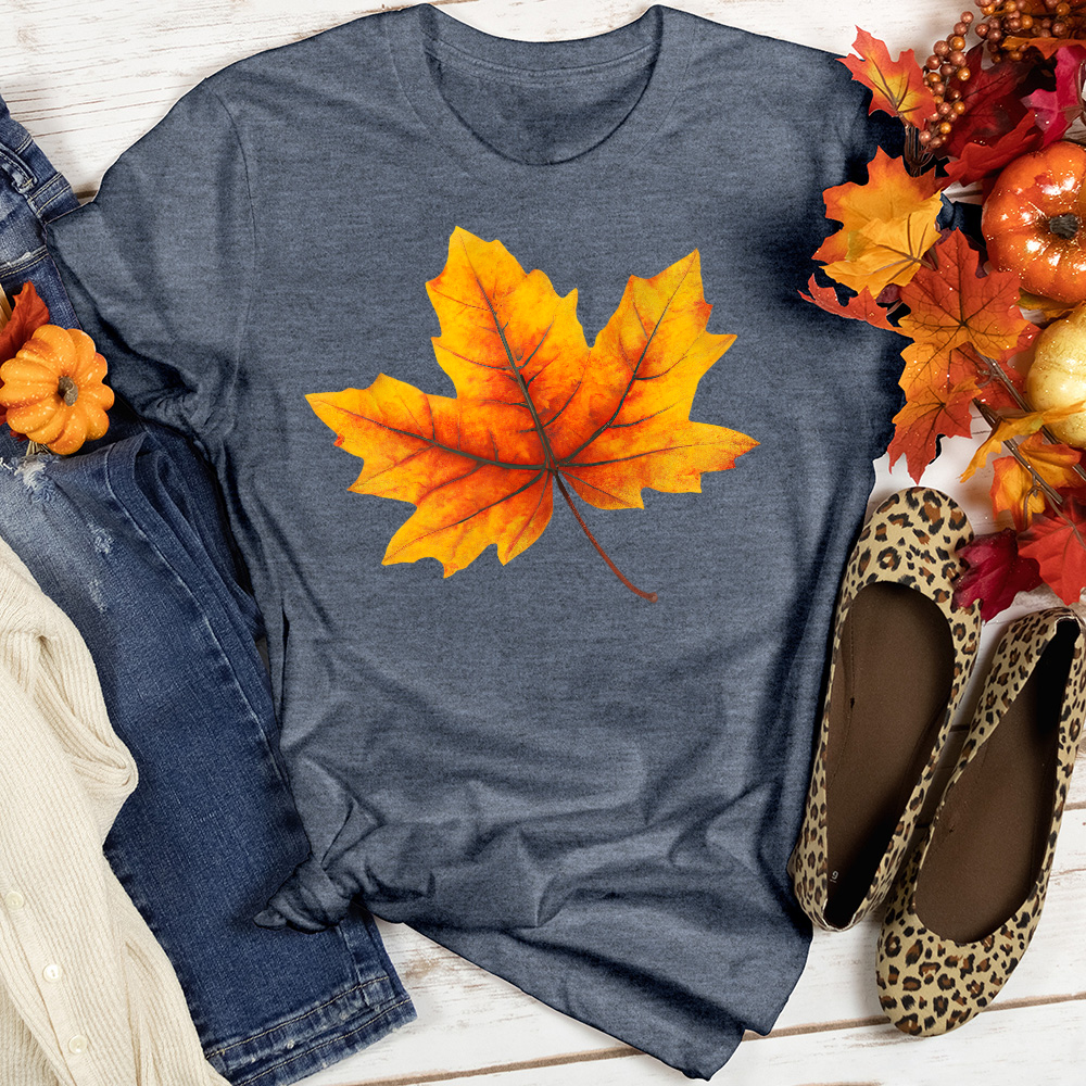 Single Fall Leaf Heathered Tee