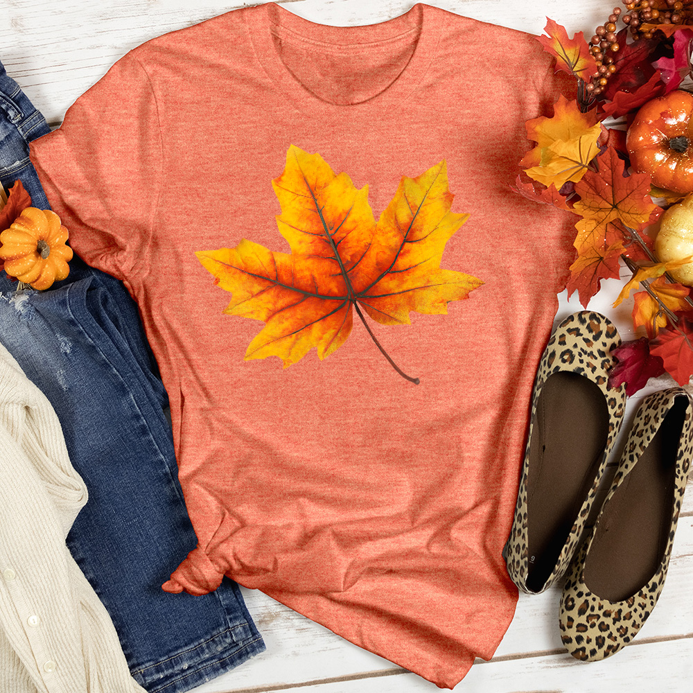 Single Fall Leaf Heathered Tee