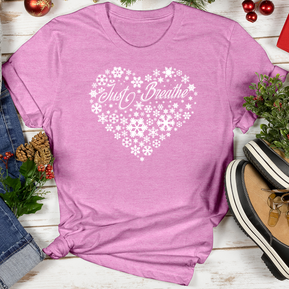 Just Breathe Snowflake Heart Softstyle Tee
