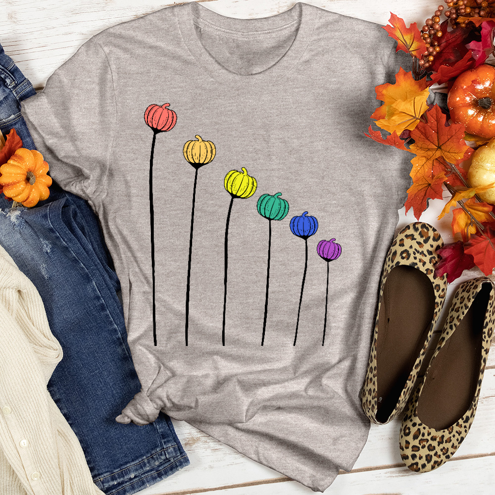 Rainbow Pumpkins Heathered Tee