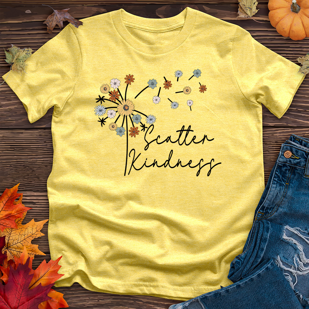 Scatter Kindness Color Dandelion Heathered Tee