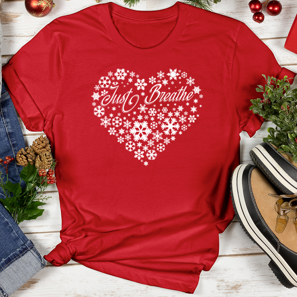 Just Breathe Snowflake Heart Softstyle Tee