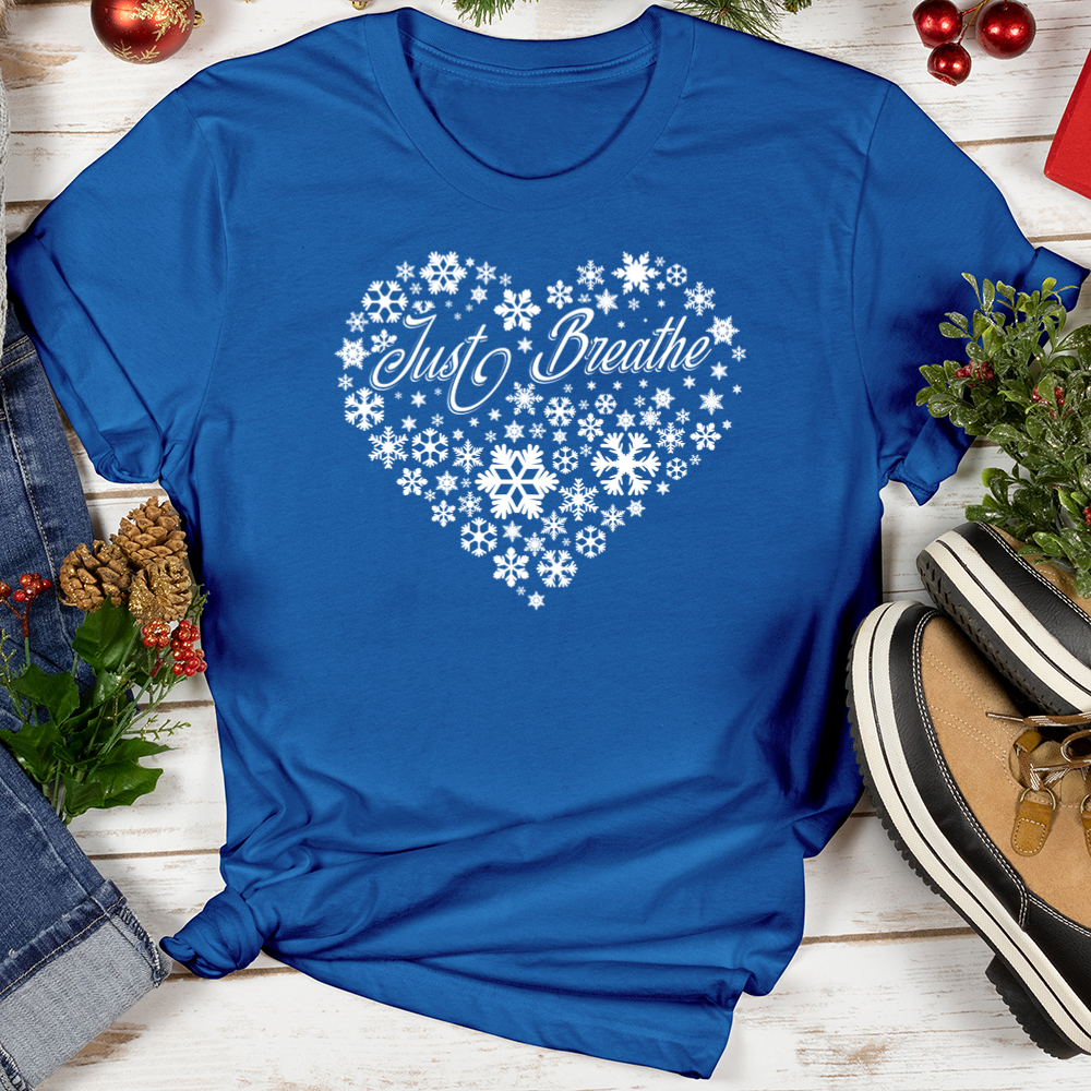 Just Breathe Snowflake Heart Softstyle Tee