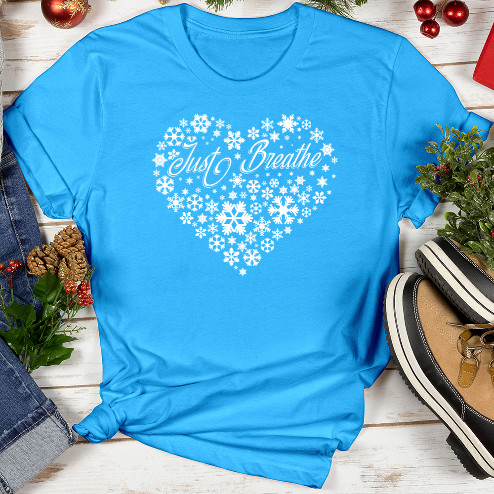 Just Breathe Snowflake Heart Softstyle Tee