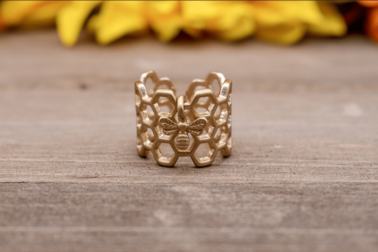 Golden Beehive Ring