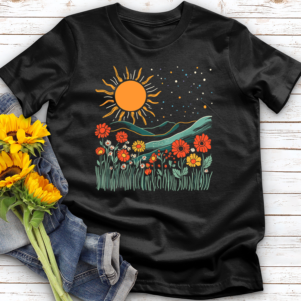 Wildflower With Mountains Softstyle Tee