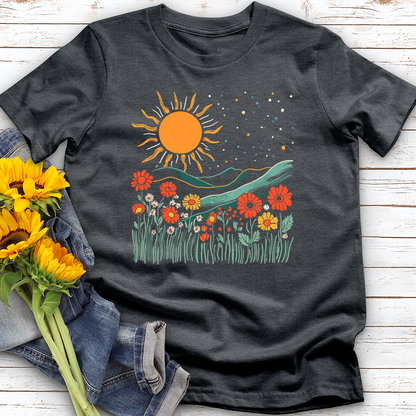 Wildflower With Mountains Softstyle Tee