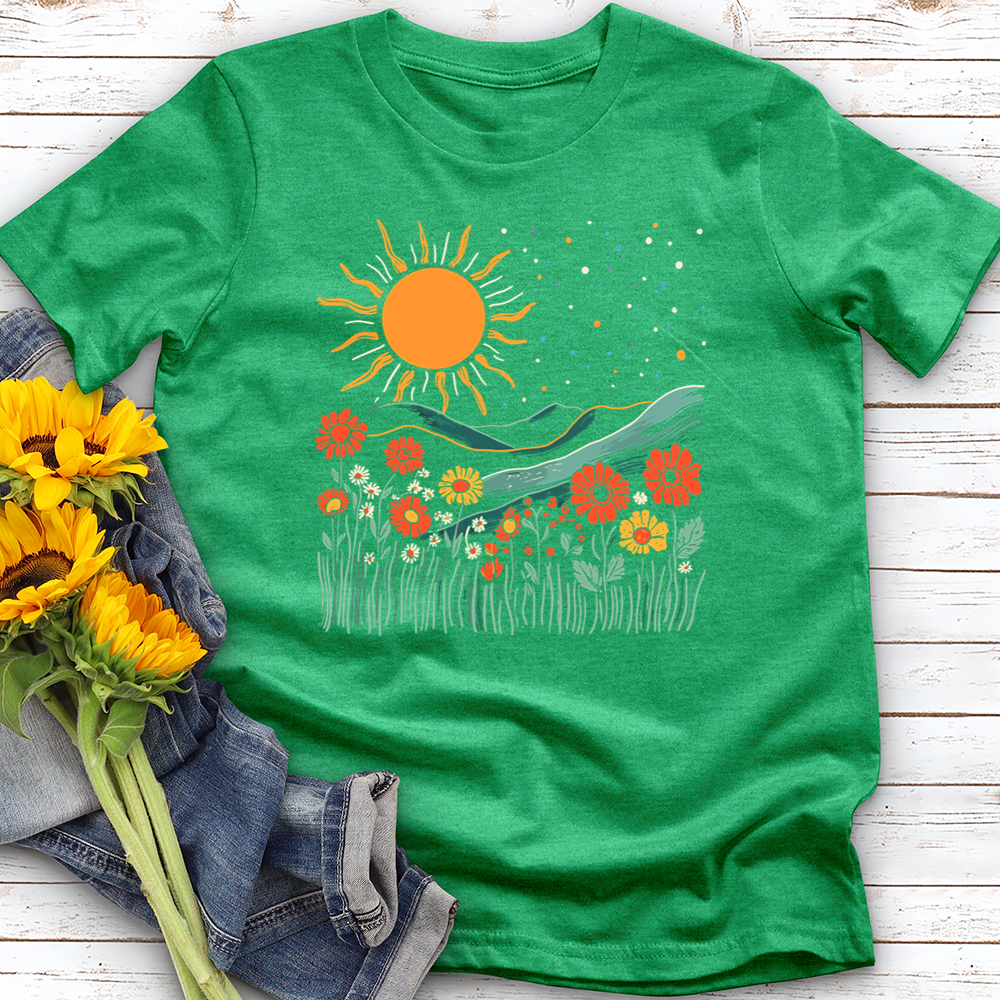 Wildflower With Mountains Softstyle Tee