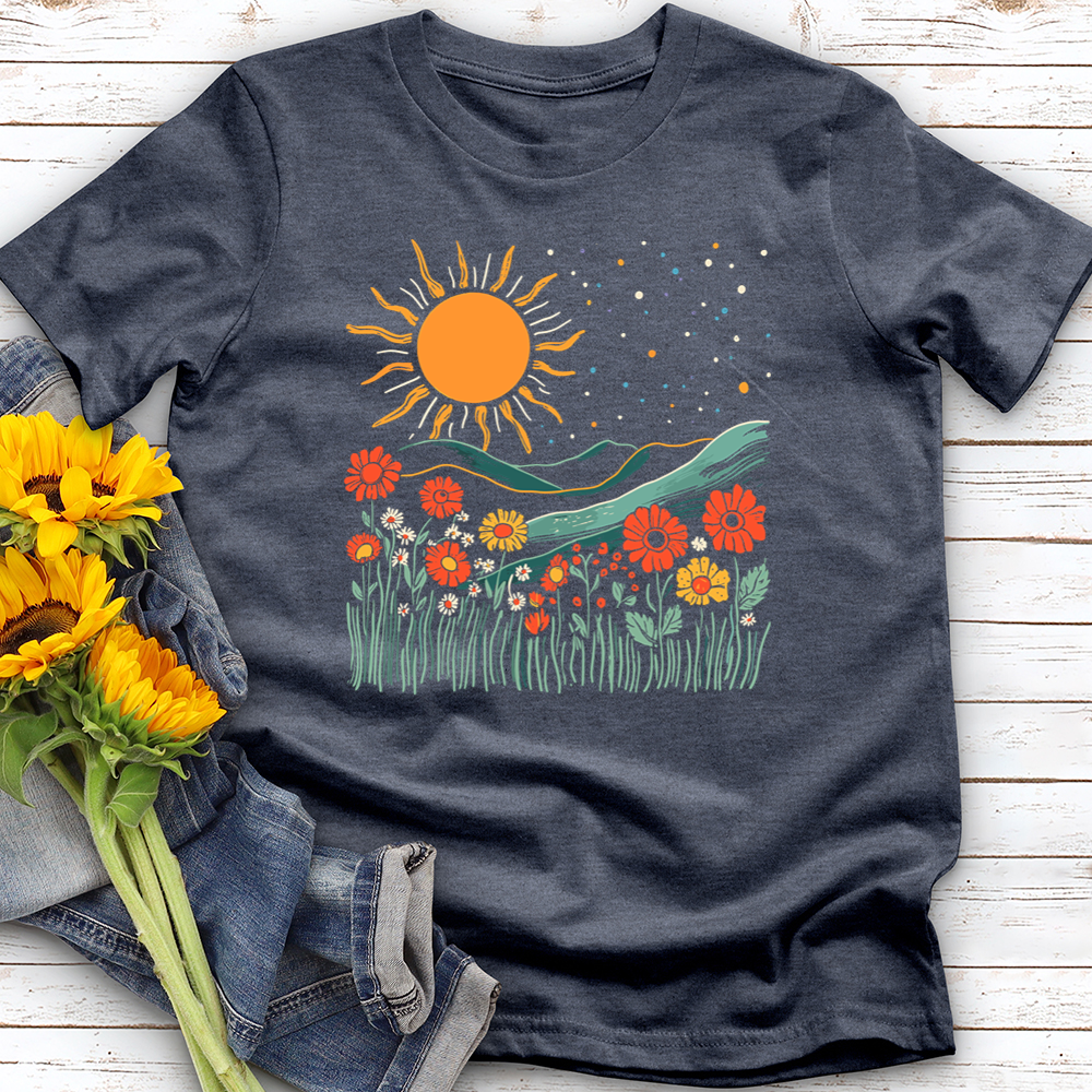 Wildflower With Mountains Softstyle Tee