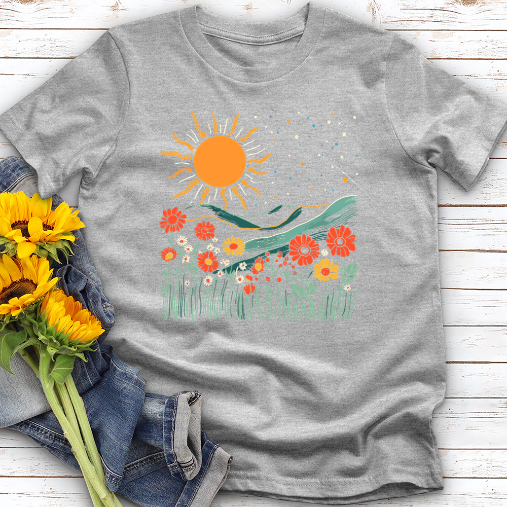 Wildflower With Mountains Softstyle Tee