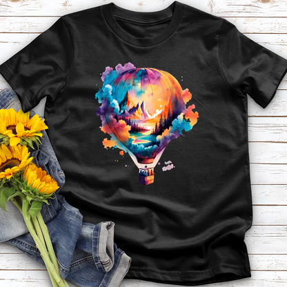 Watercolor Hot Air Balloon Softstyle Tee