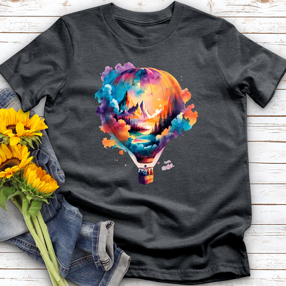 Watercolor Hot Air Balloon Softstyle Tee