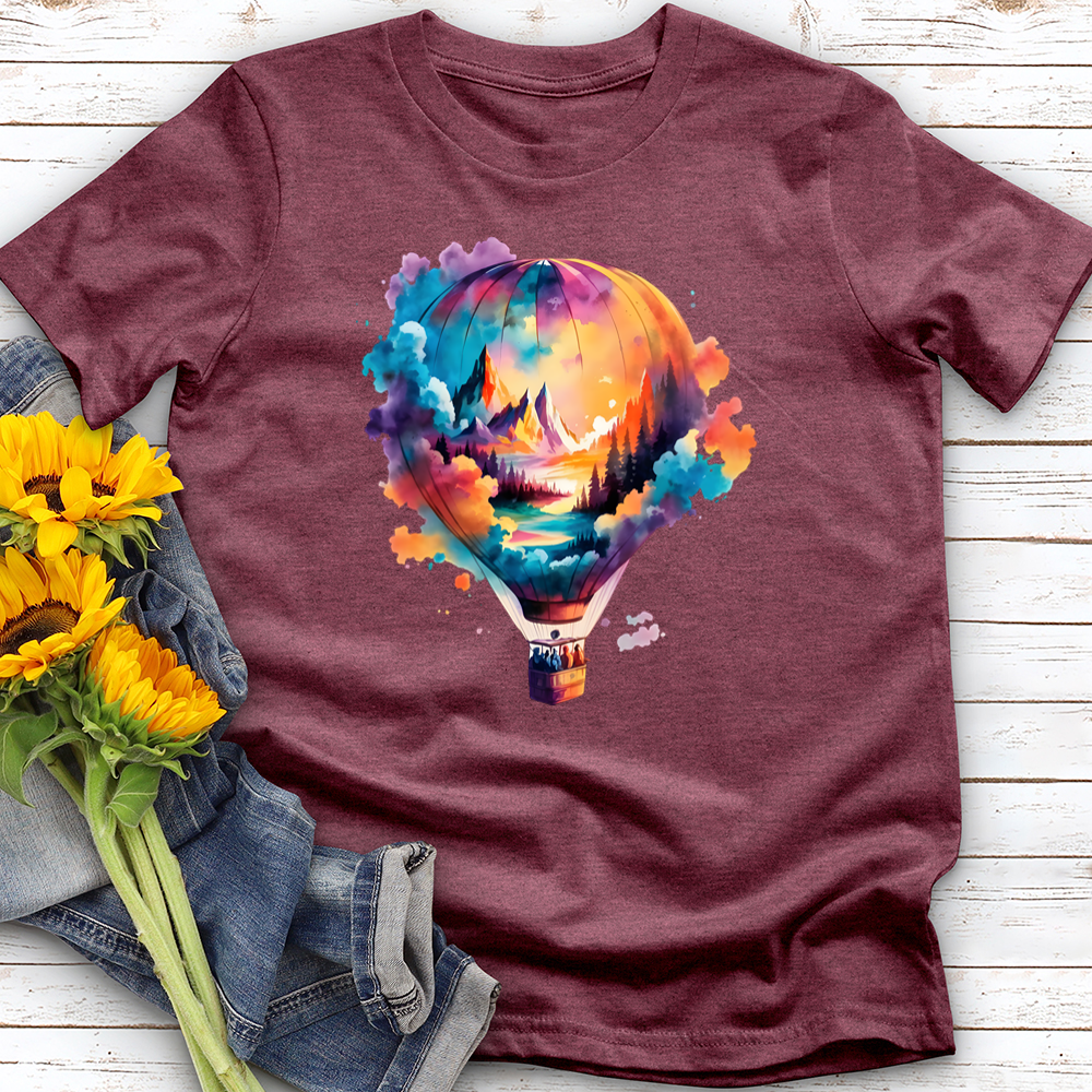 Watercolor Hot Air Balloon Softstyle Tee